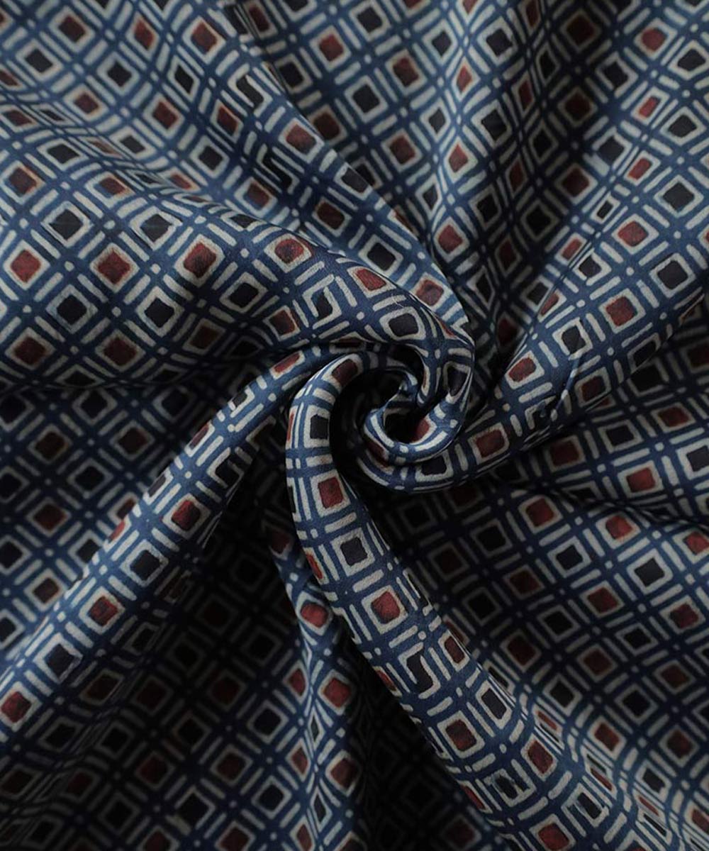Indigo blue hand block print modal fabric