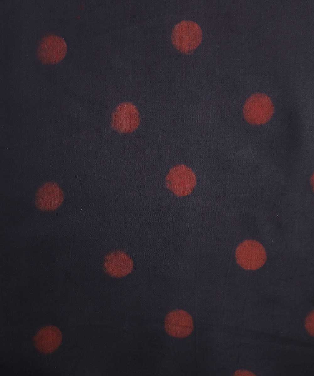 Black red hand block print modal fabric