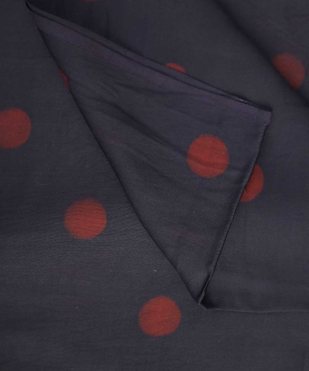 Black red hand block print modal fabric