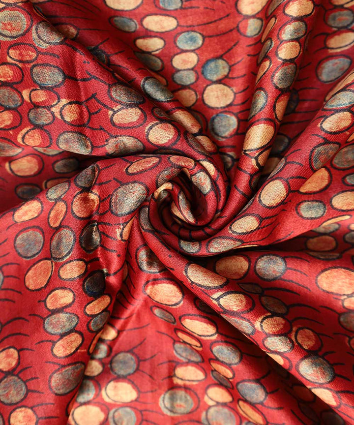 Red multicolor hand block print modal fabric