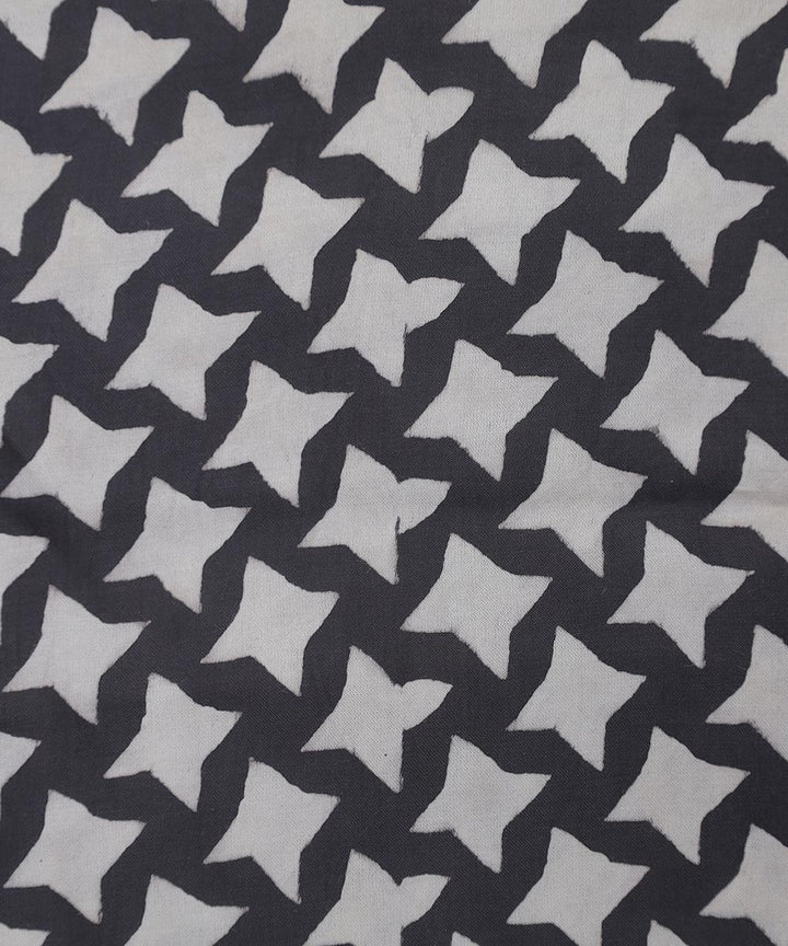 Black white star block printed modal fabric