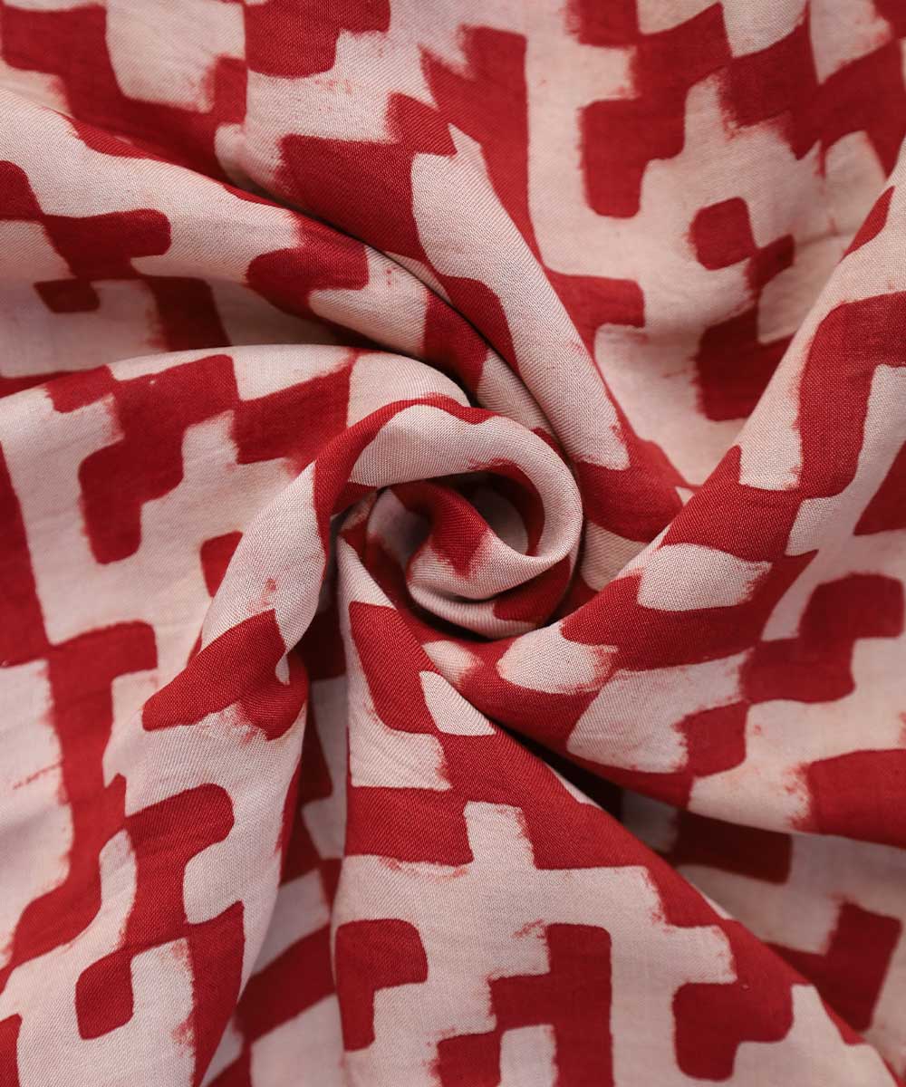 TGL-Red tetris block printed modal fabric