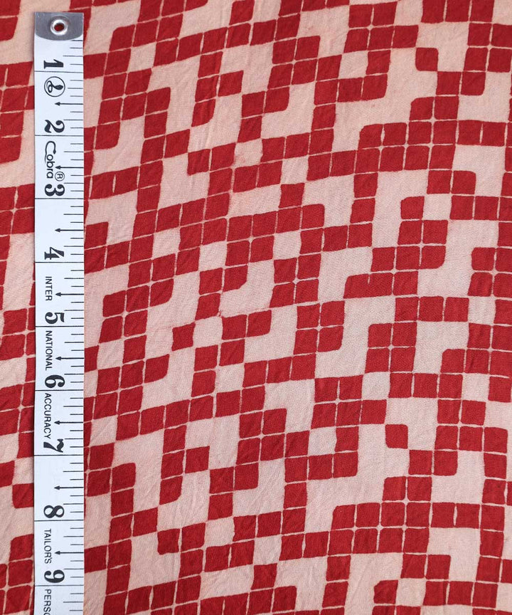 Red lines tetris block printed modal fabric