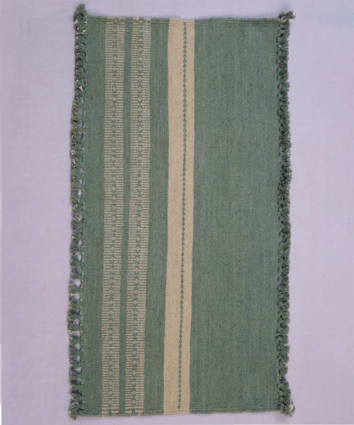 Indigo white handwoven woolen carpet