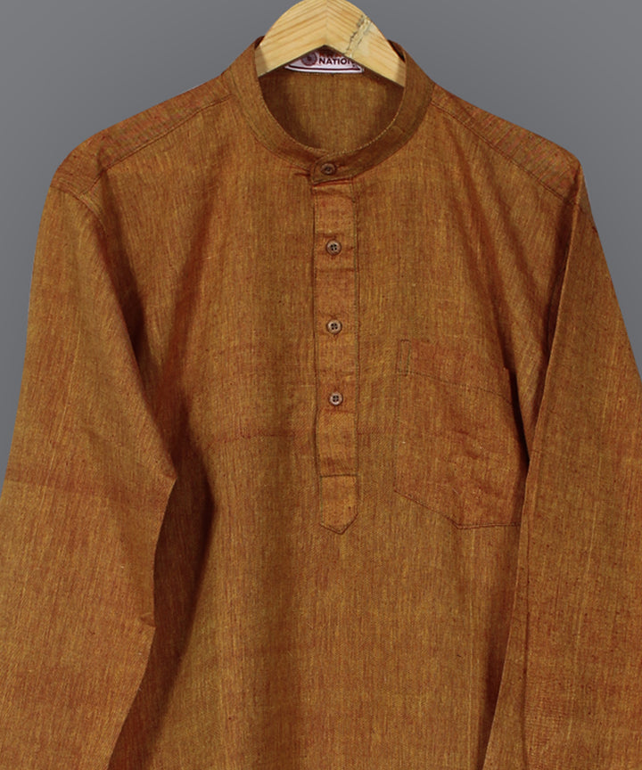 Mustard handloom short cotton kurta
