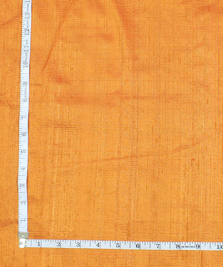 Dual shade orange yellow handspun handwoven raw silk fabric