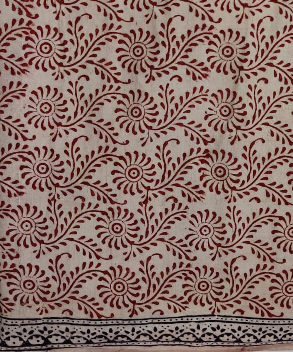 White red hand block printed cotton block print fabric