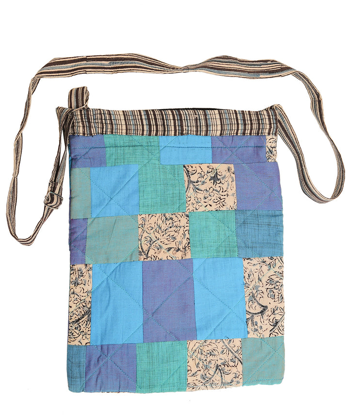 Blue multicolor handcrafted cotton sling bag