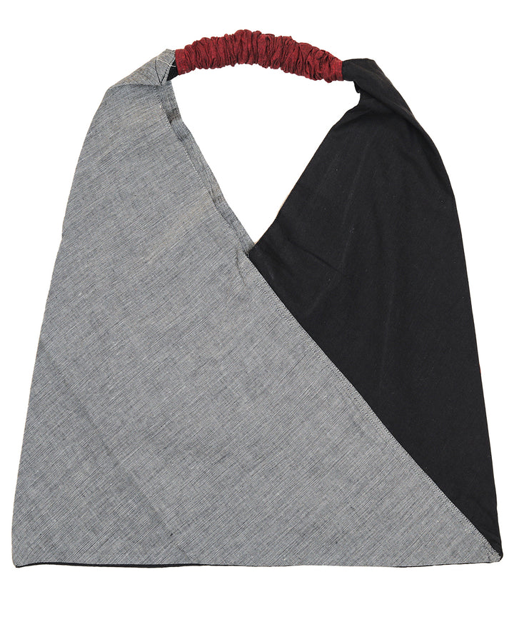 Black grey hand woven cotton bag