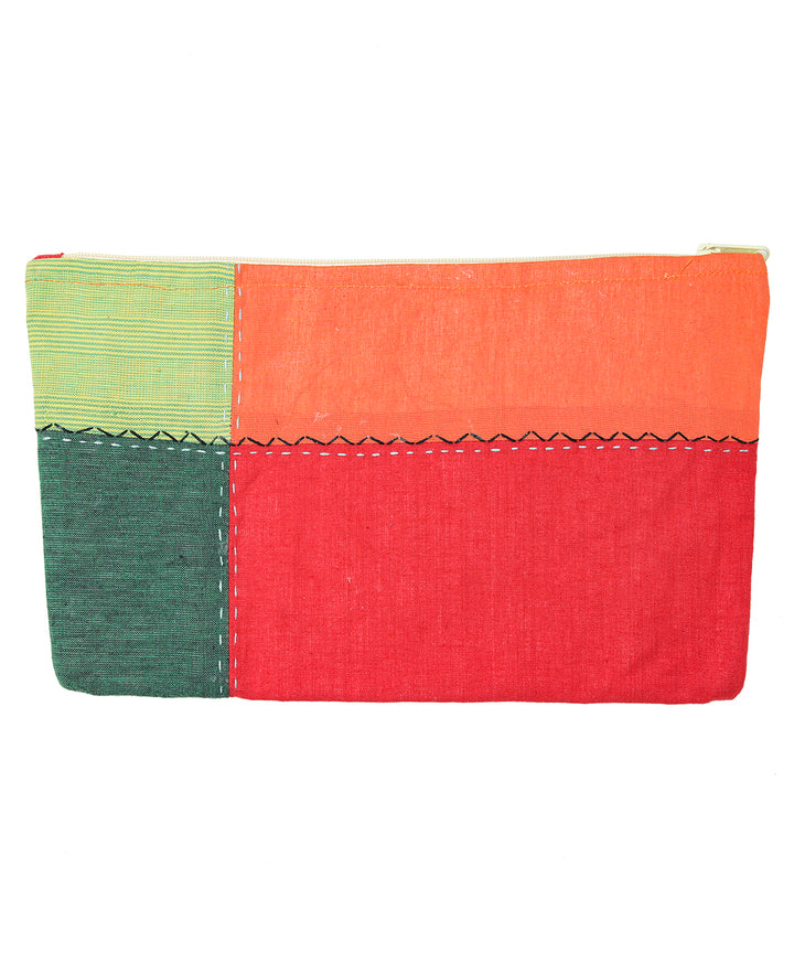 Multicolour handcrafted cotton pouch