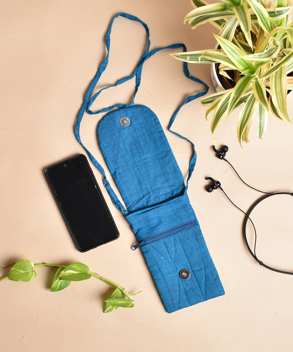 Blue handcrafted cotton sling bag