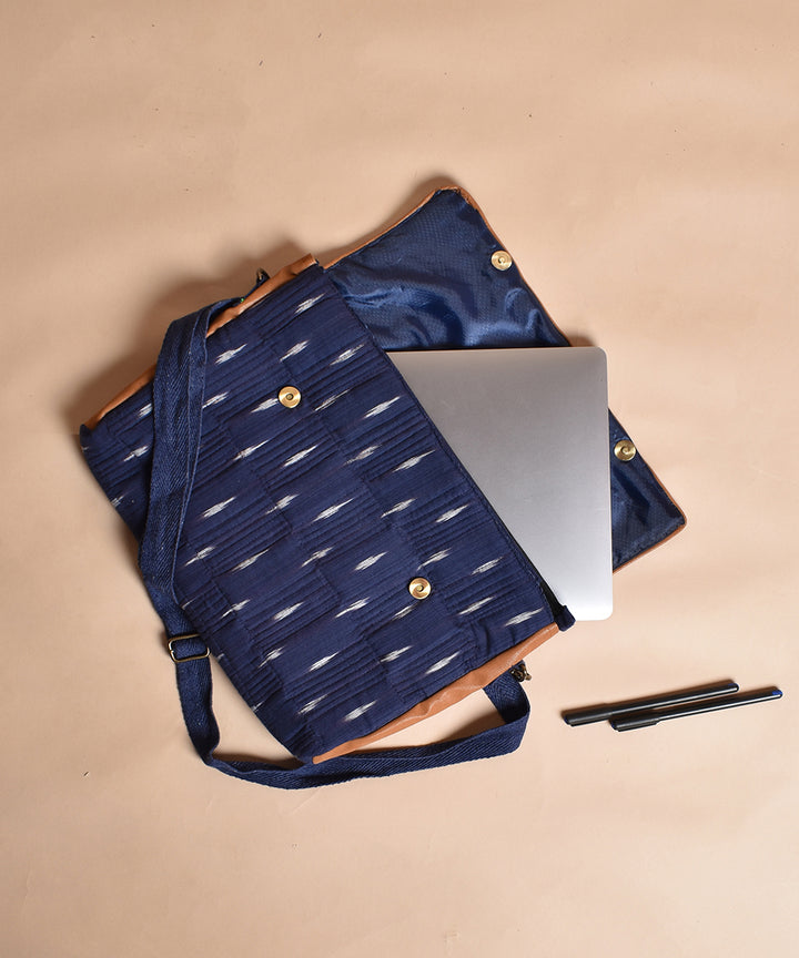 Dark blue handcrafted cotton laptop sleeve