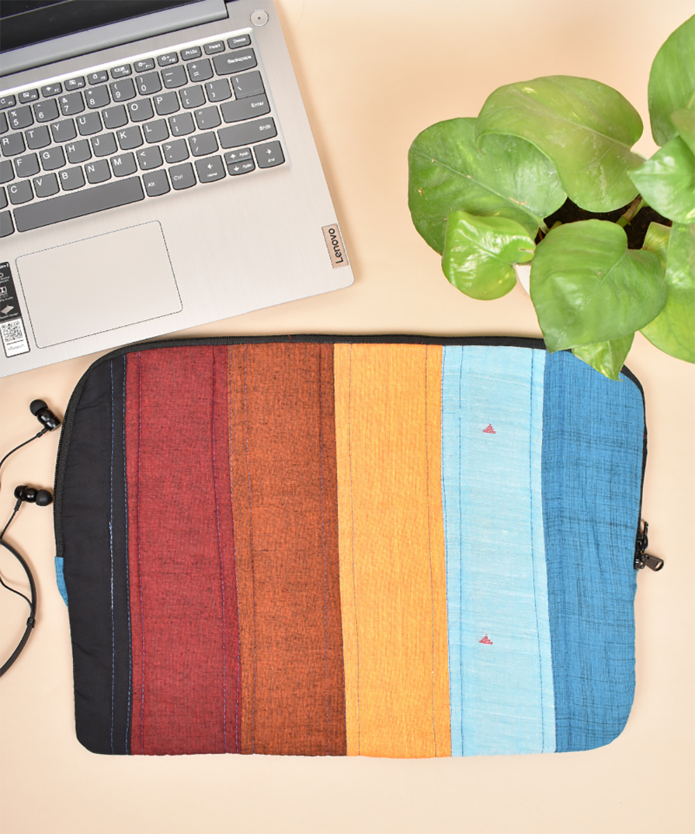Multi colour handcrafted cotton laptop sleeve