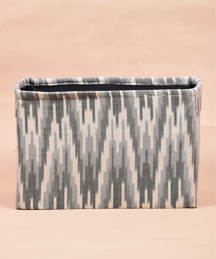 Grey handcrafted foldable cotton stationary basket