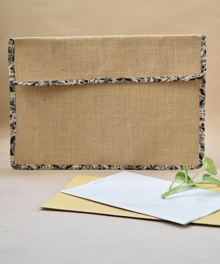 Beige hand crafted jute slip folder