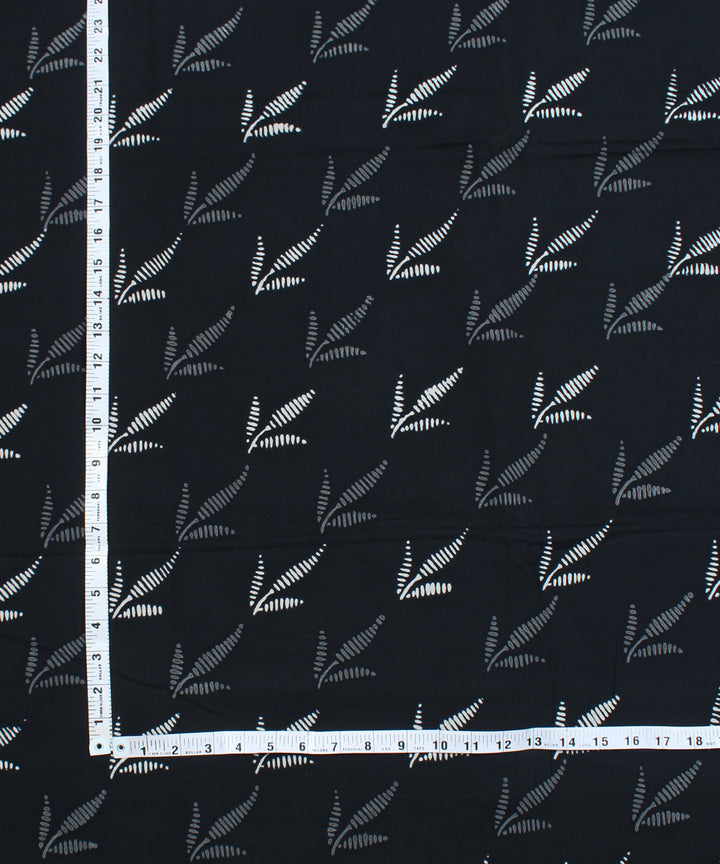 2.5m Black handblock print cotton kurta cut piece
