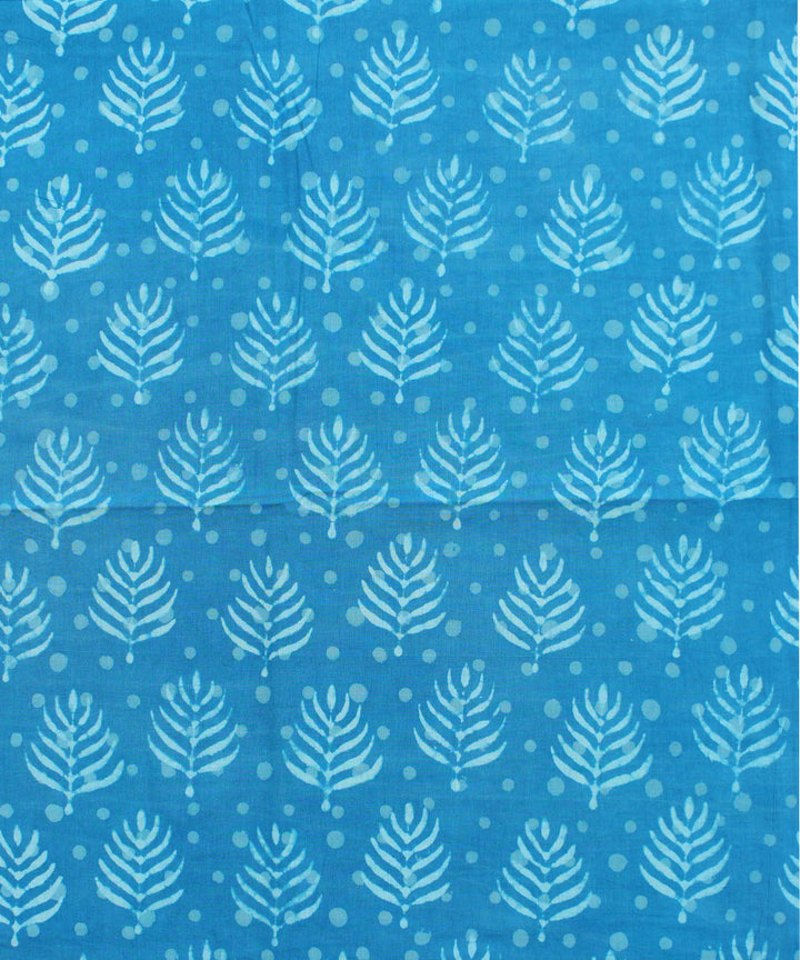 2.5m Sky blue handblock print cotton kurta cut piece