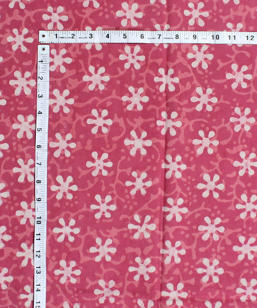 2.5m Pink hand block print cotton kurta cut piece