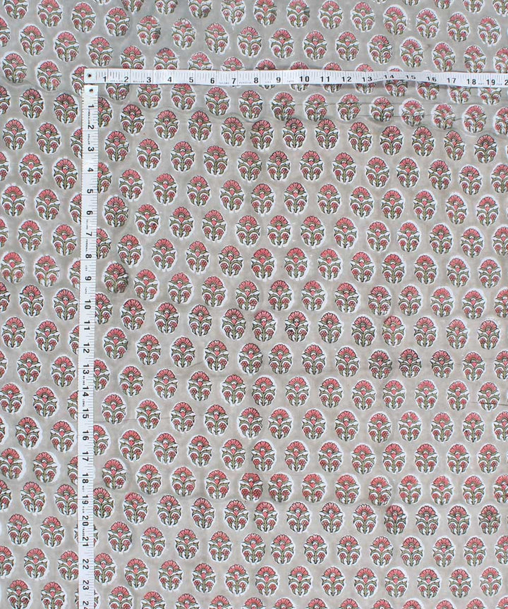 2.5m Grey hand block printed cotton kurta cut piece