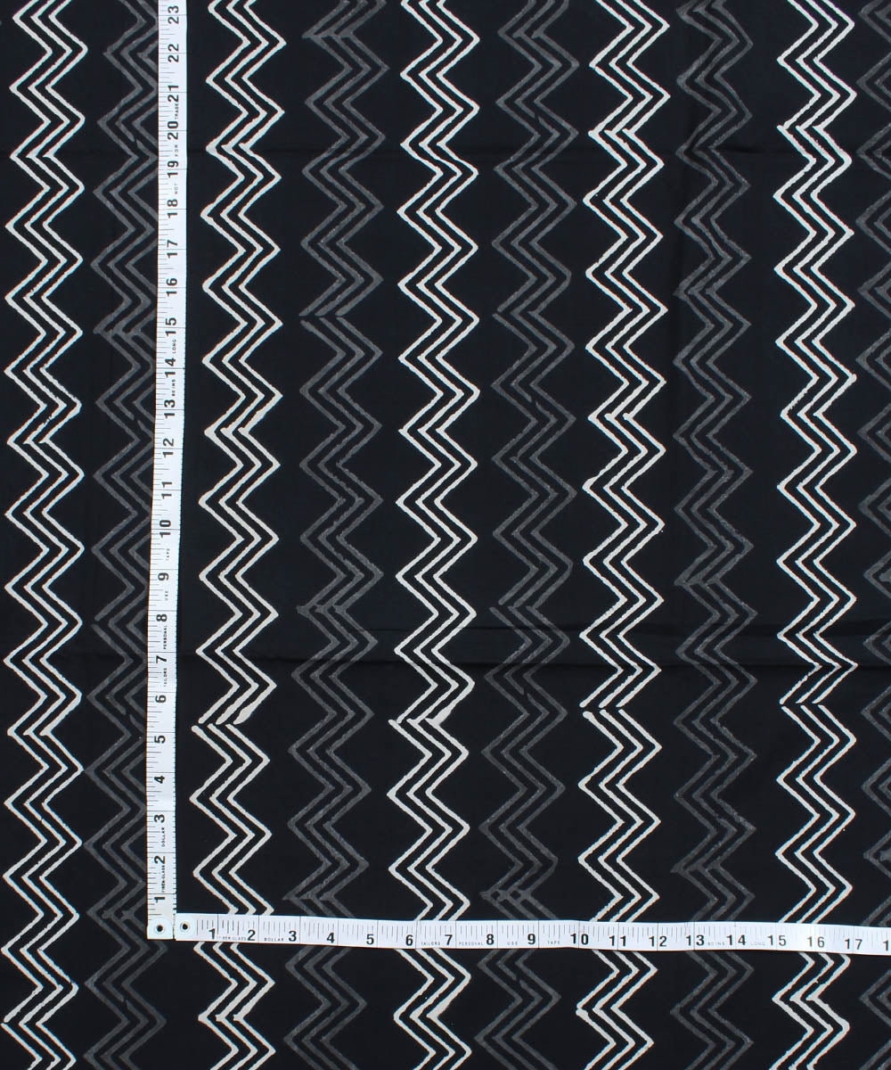 2.5m Black hand block print cotton kurta cut piece