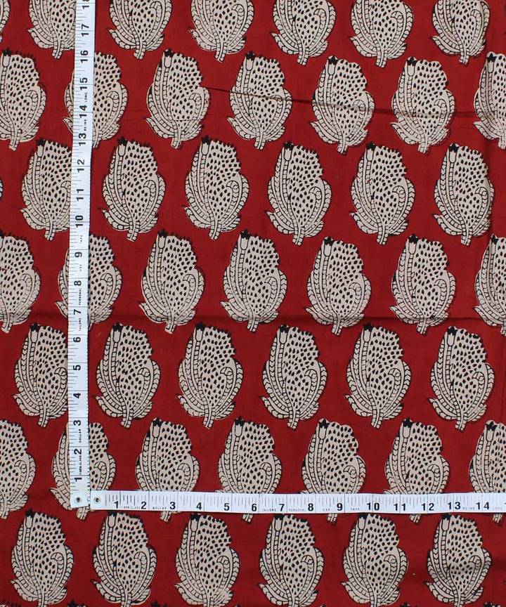 2.5m Red white handblock print cotton kurta cut piece