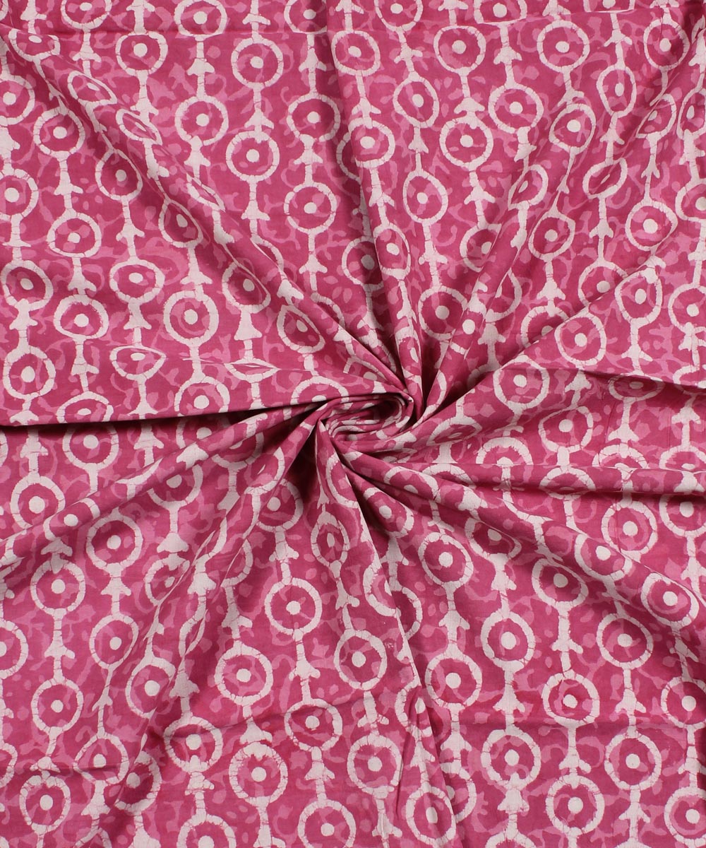 2.5m Pink white handblock print cotton kurta material