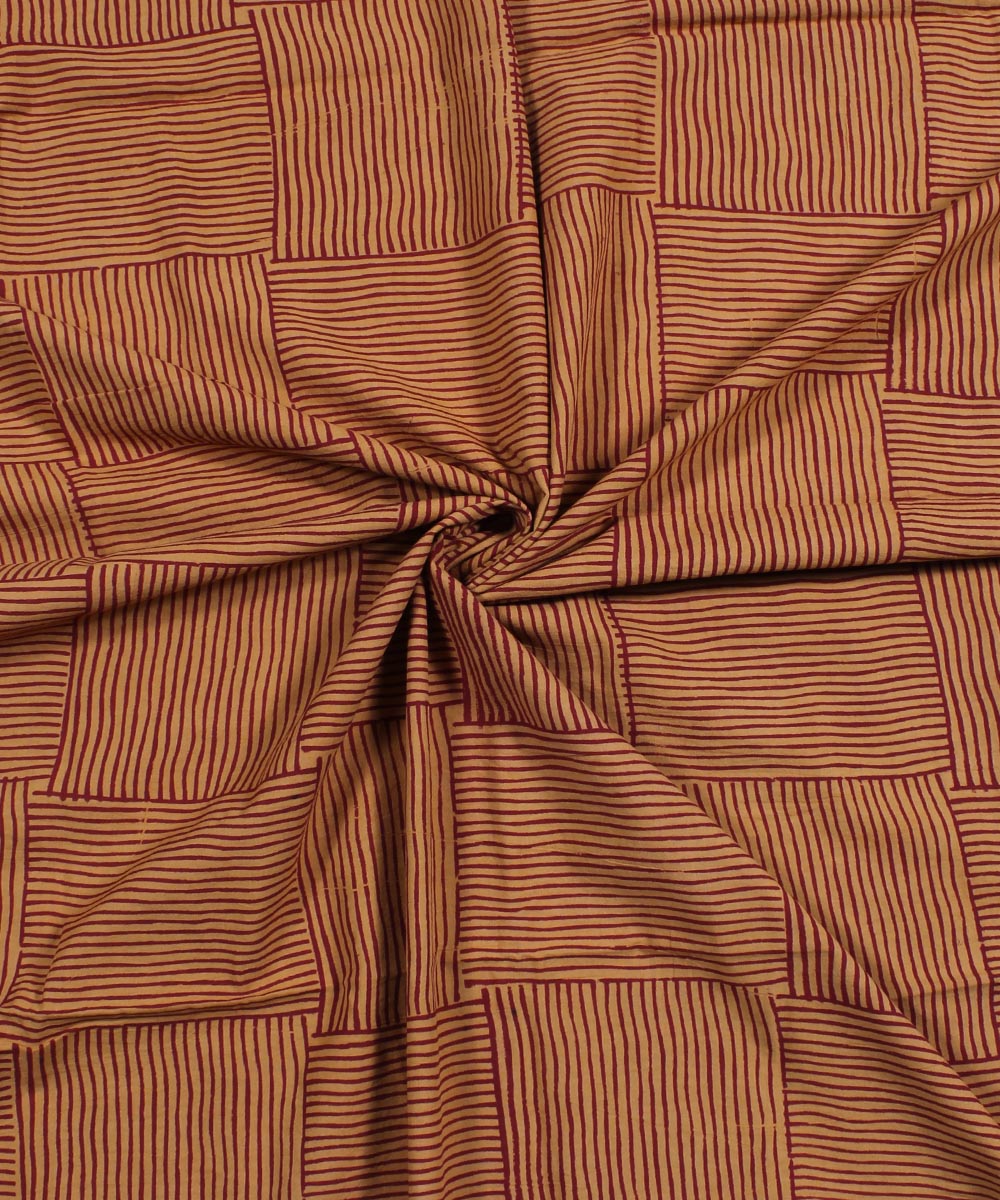 2.5m mustard red strip handblock print cotton kurta material