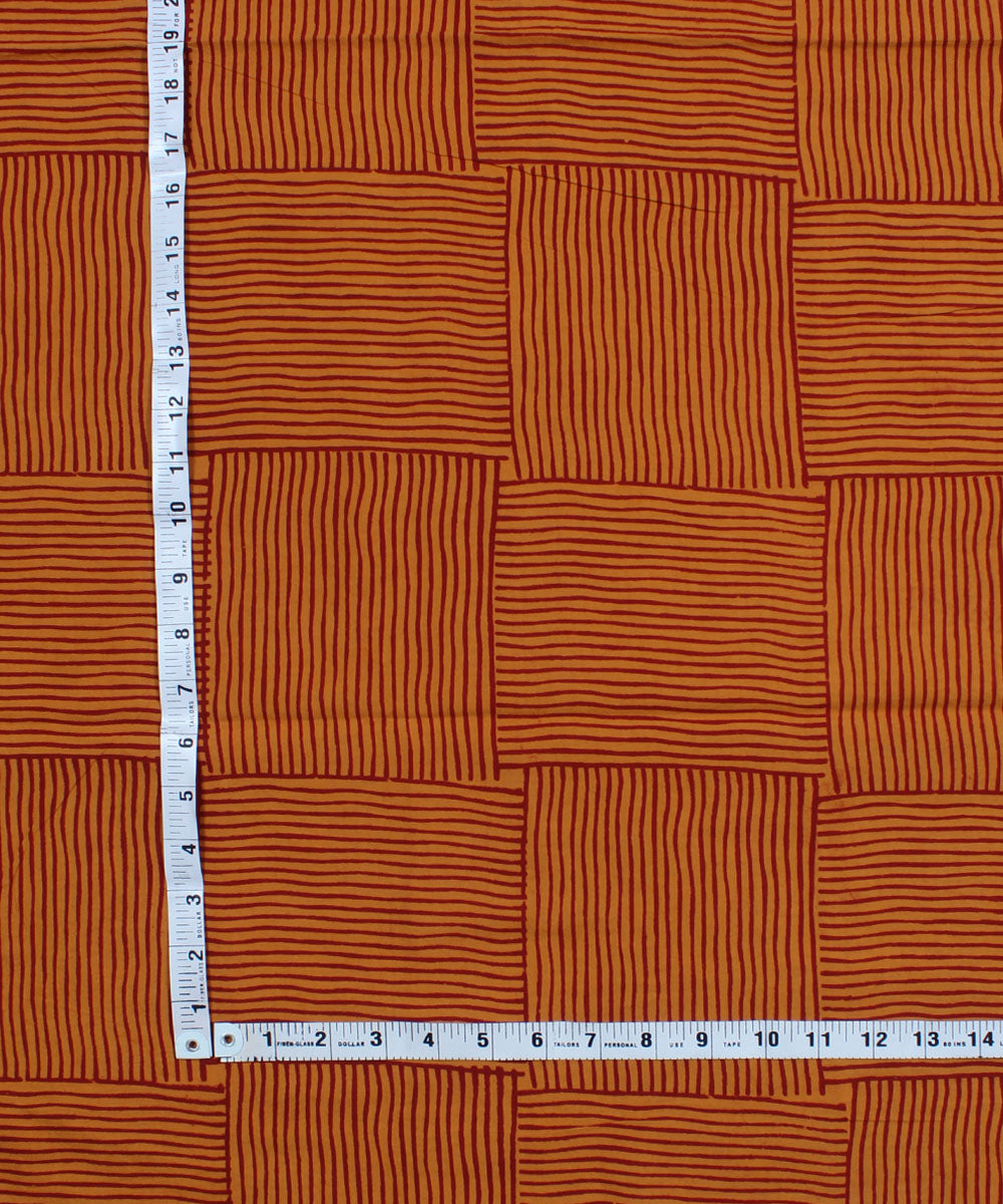 2.5m mustard red strip handblock print cotton kurta material