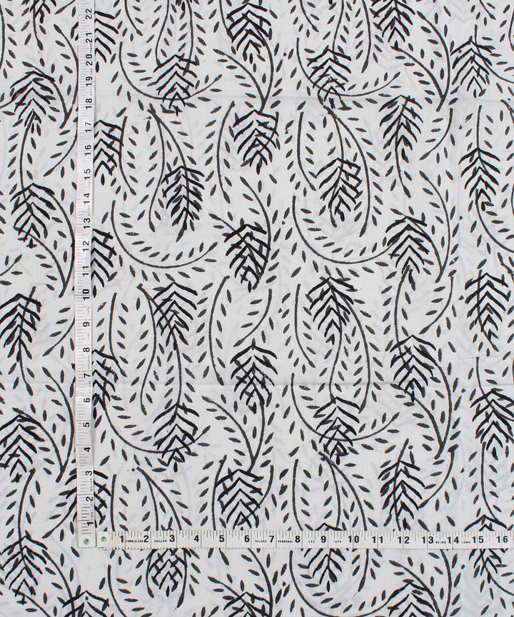 2.5m White black handblock print cotton kurta material