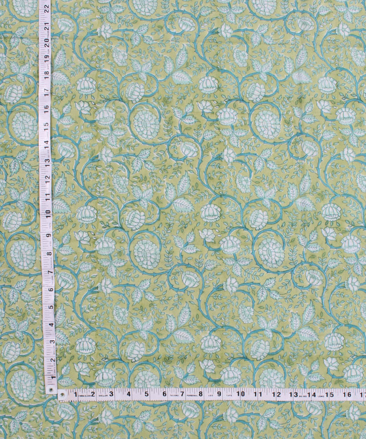 2.5m Cyan green  blue handblock print cotton kurta material