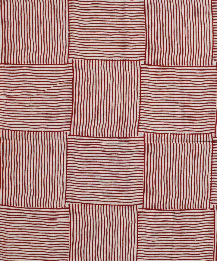 2.5m White red strips handblock print cotton kurta material