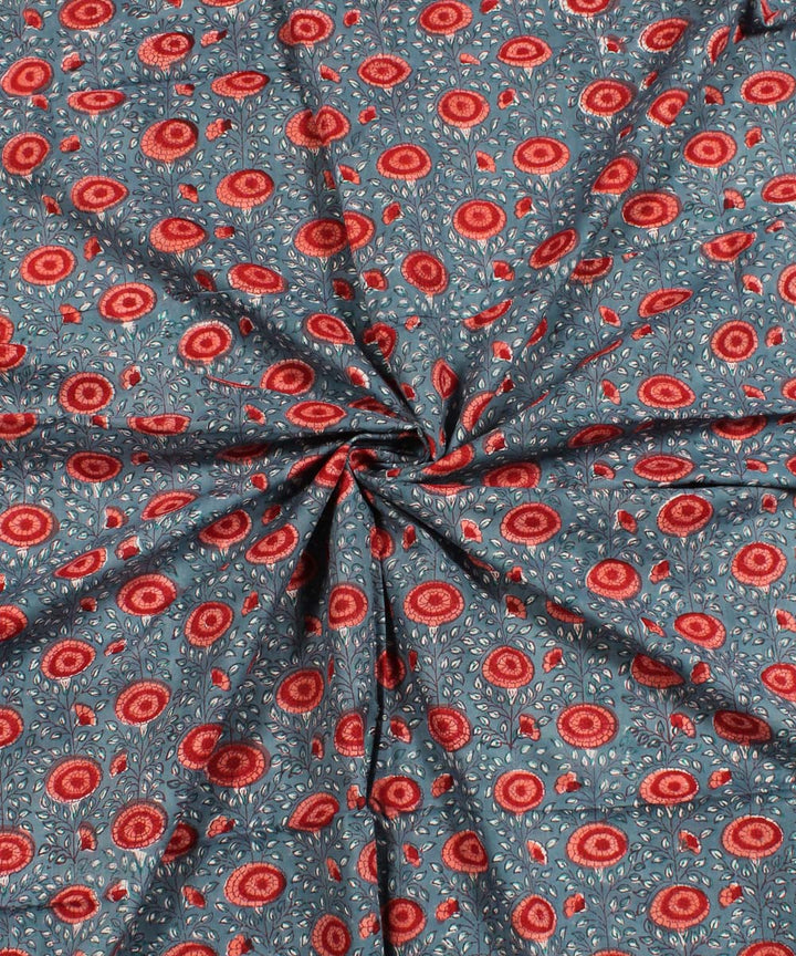 2.5m Blue red handblock print cotton kurta material