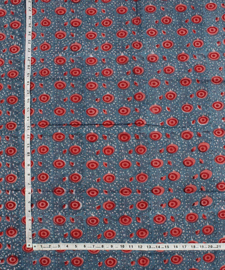 2.5m Blue red handblock print cotton kurta material