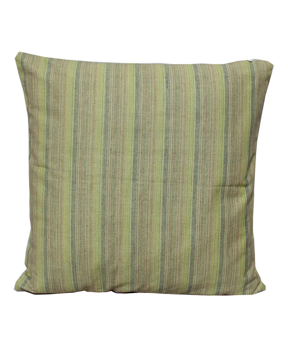 Olive green cotton handwoven pochampally ikat cushion cover