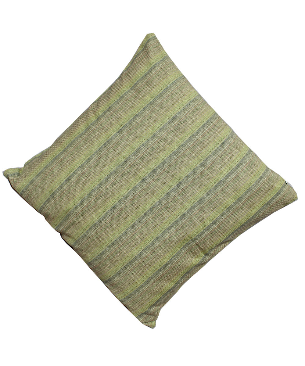 Olive green cotton handwoven pochampally ikat cushion cover
