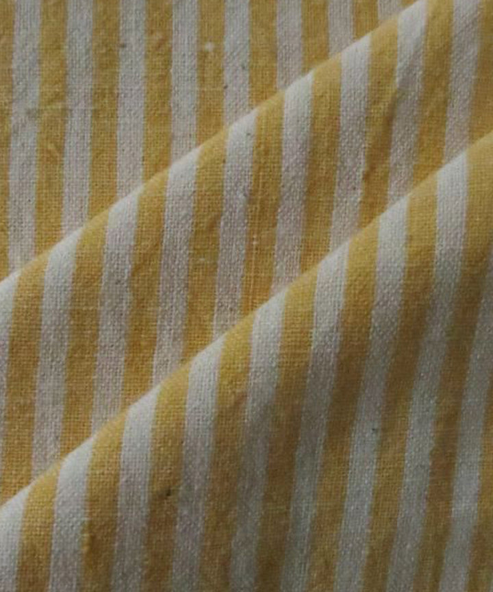 Cream yellow stripes cotton handspun handwoven fabric