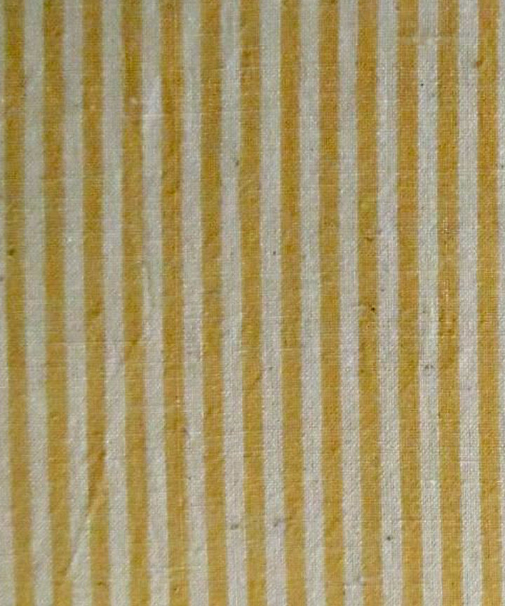 Cream yellow stripes cotton handspun handwoven fabric