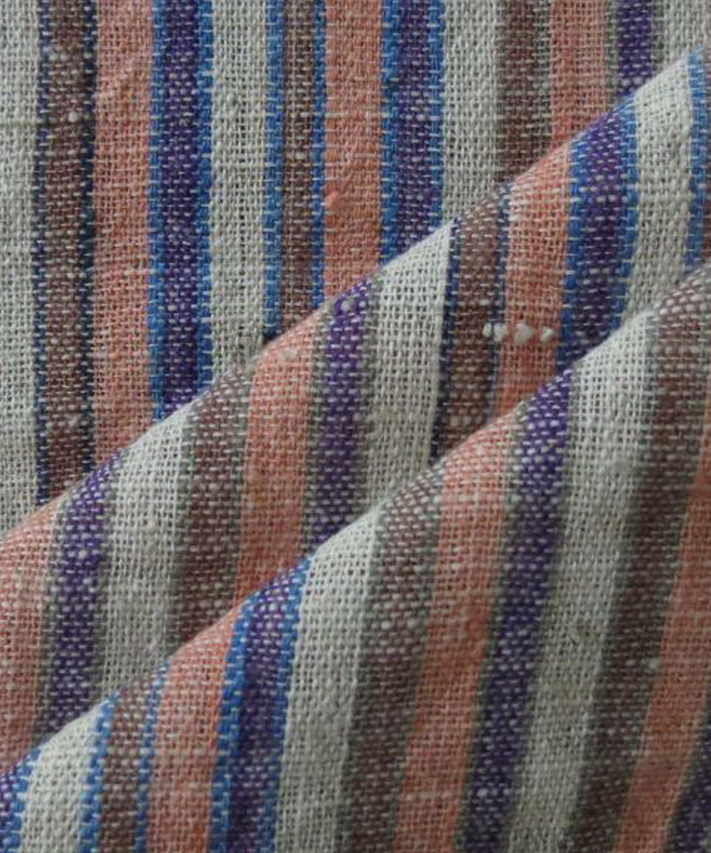 Multicolor cotton stripes handspun handloom fabric