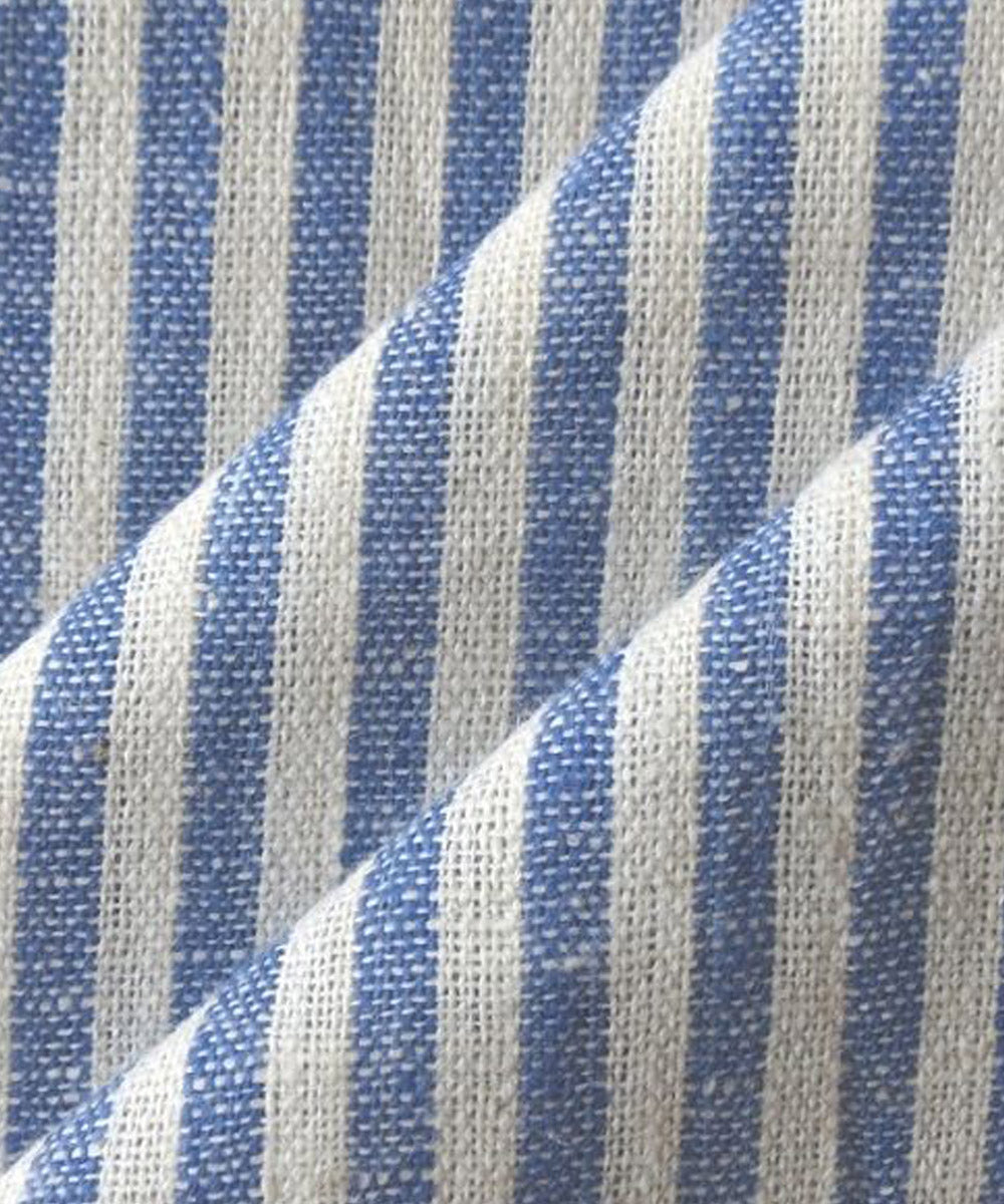 Navy blue stripes handwoven handspun handwoven cotton fabric