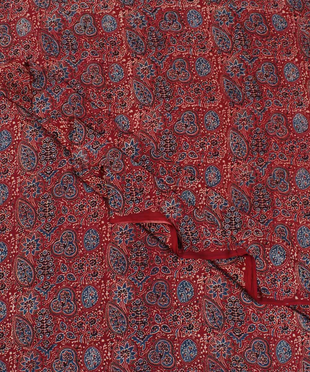 3m Red hand block print modal ajrakh kurta material