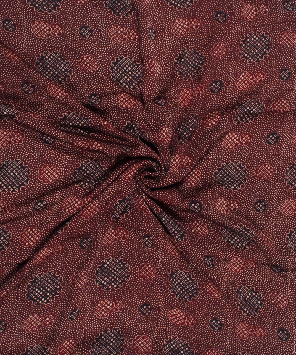 3m Maroon handblock print modal ajrakh kurta material