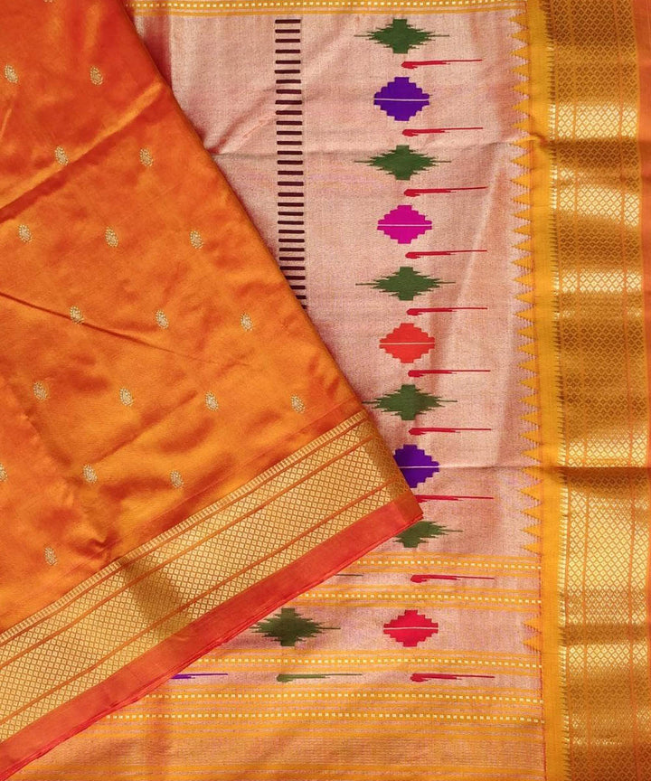 Yellow hand loom silk paithani saree