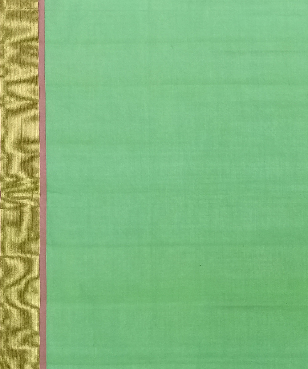 Light green handwoven cotton paithani saree