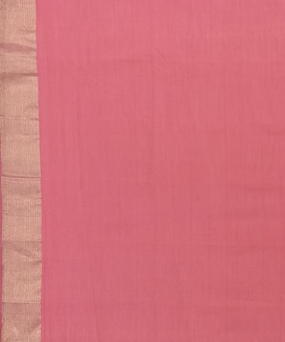 Pink handwoven cotton paithani saree