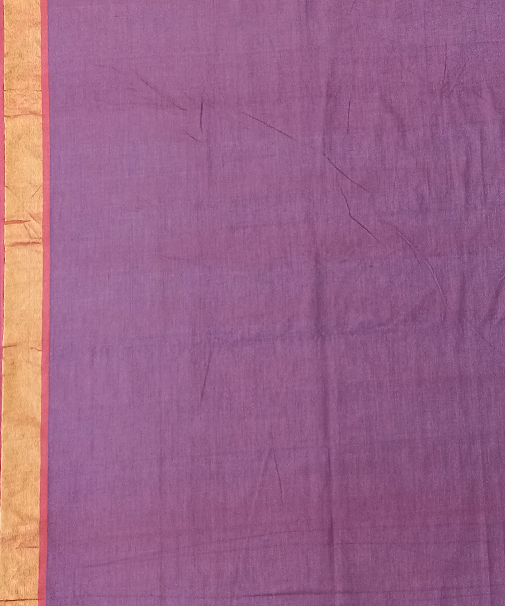 Purple hand woven cotton paithani saree
