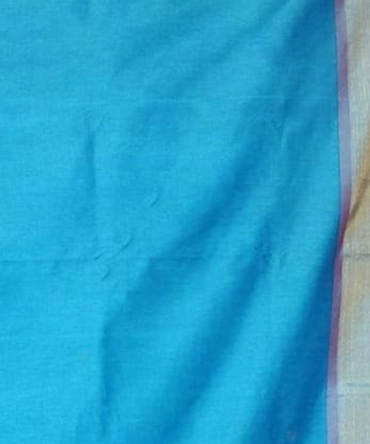 Sky blue hand woven cotton paithani saree