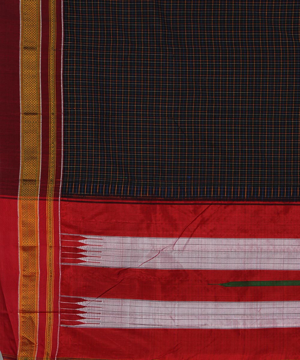 Multicolour checks art silk cotton handwoven chikki paras ilkal saree