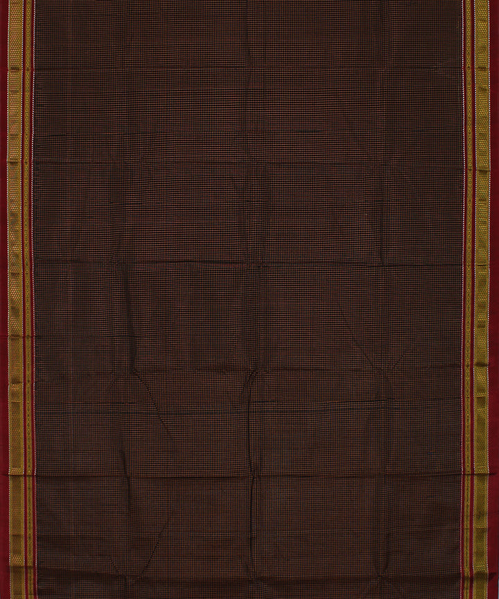 Black orange blue checks art silk handwoven chikki paras ilkal saree