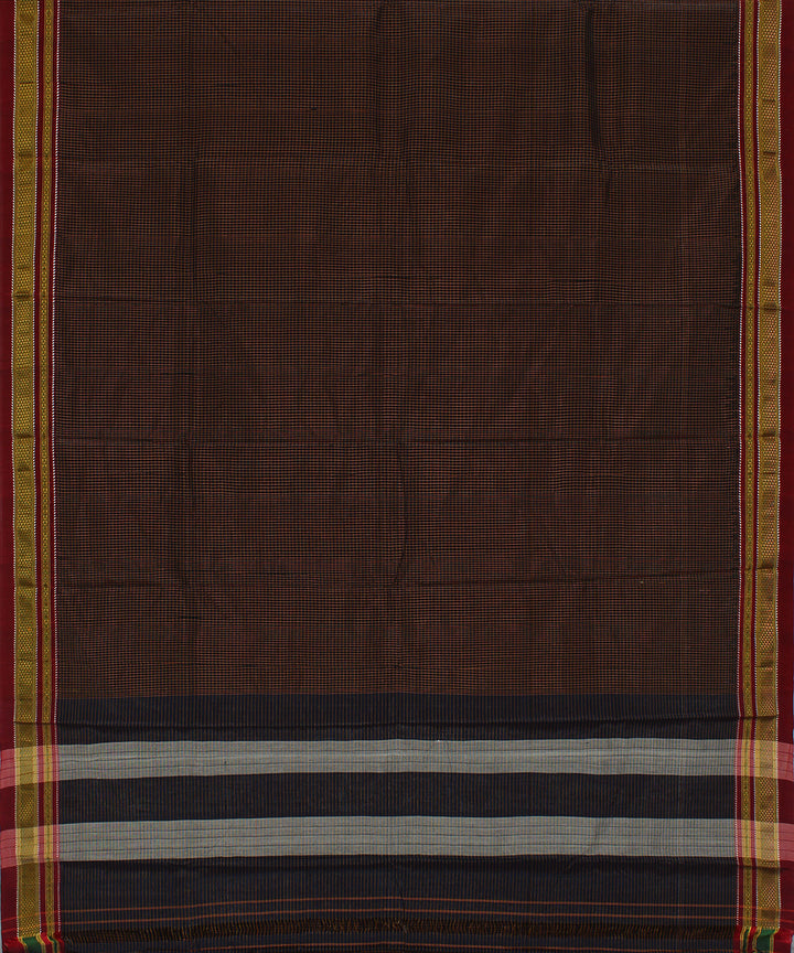 Black orange blue checks art silk handwoven chikki paras ilkal saree