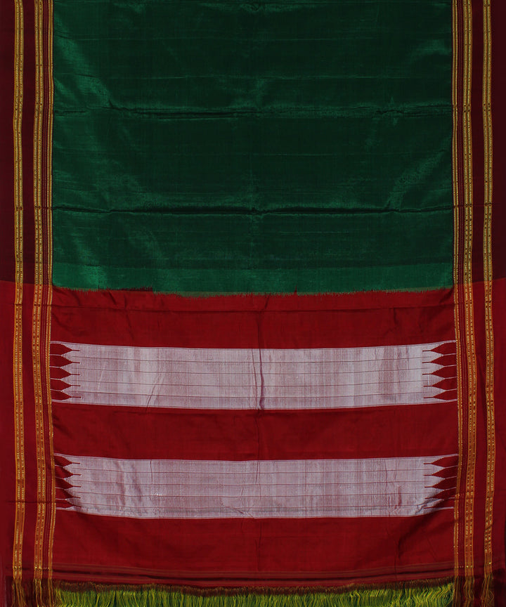 Dark green maroon art silk handwoven gayathri ilkal saree